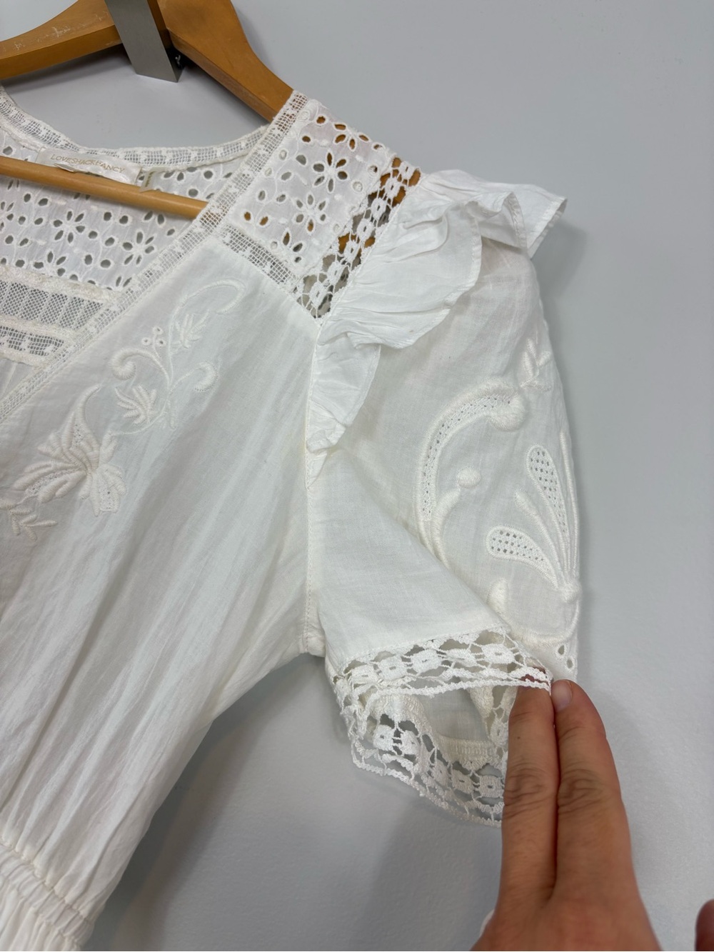 Loveshackfancy Rena Embroidered Mini Dress Antique White Size P - Picture 7 of 15